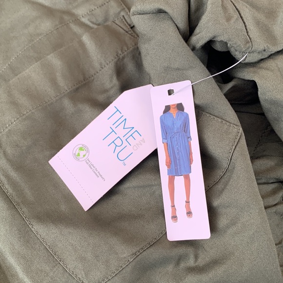 Time And Tru 100% Viscose Olive Green Button Down Shirt Dress - Picture 4 of 8